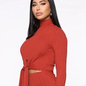 Fashion Nova Orange Long Sleeve Pants Set